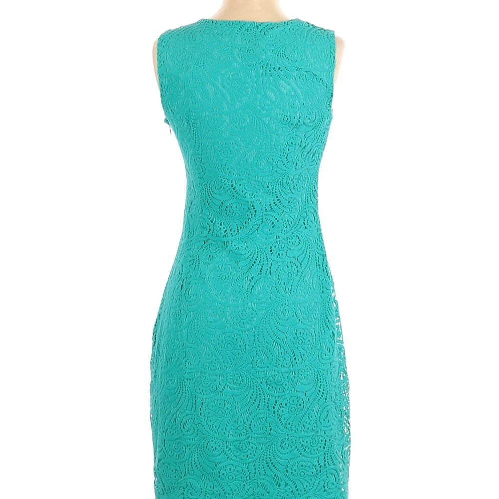 Eliza J Size 2 Teal Lace Overlay Shift Dress - Picture 7 of 9